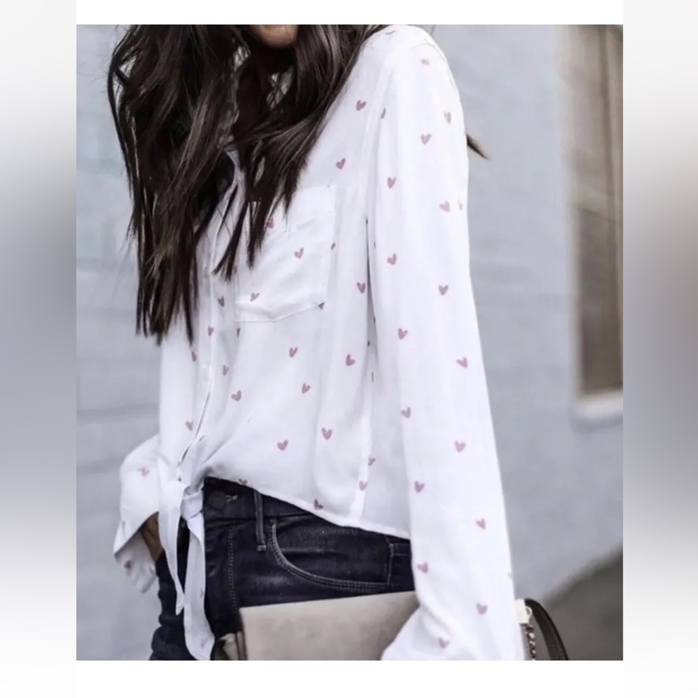 Rails Scribble Heart Button Down Shirt Tie Valent… - image 1